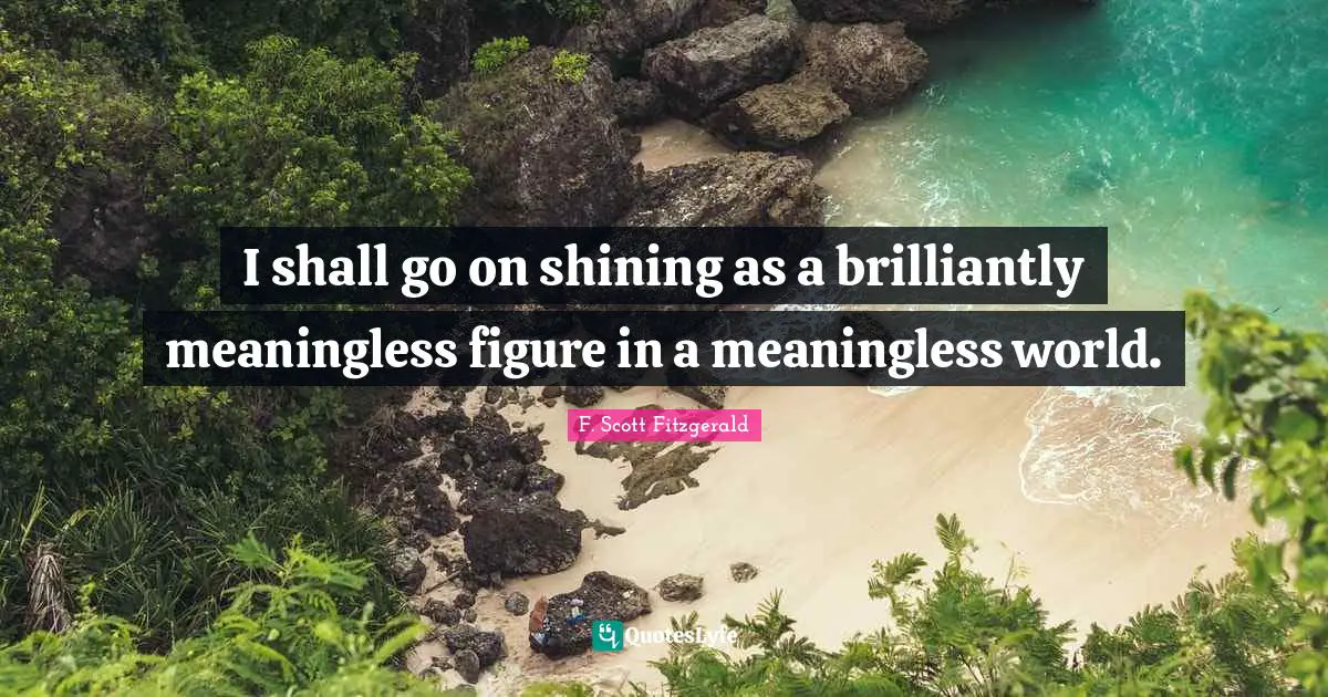 I shall go on shining as a brilliantly meaningless figure in a meaningless world.