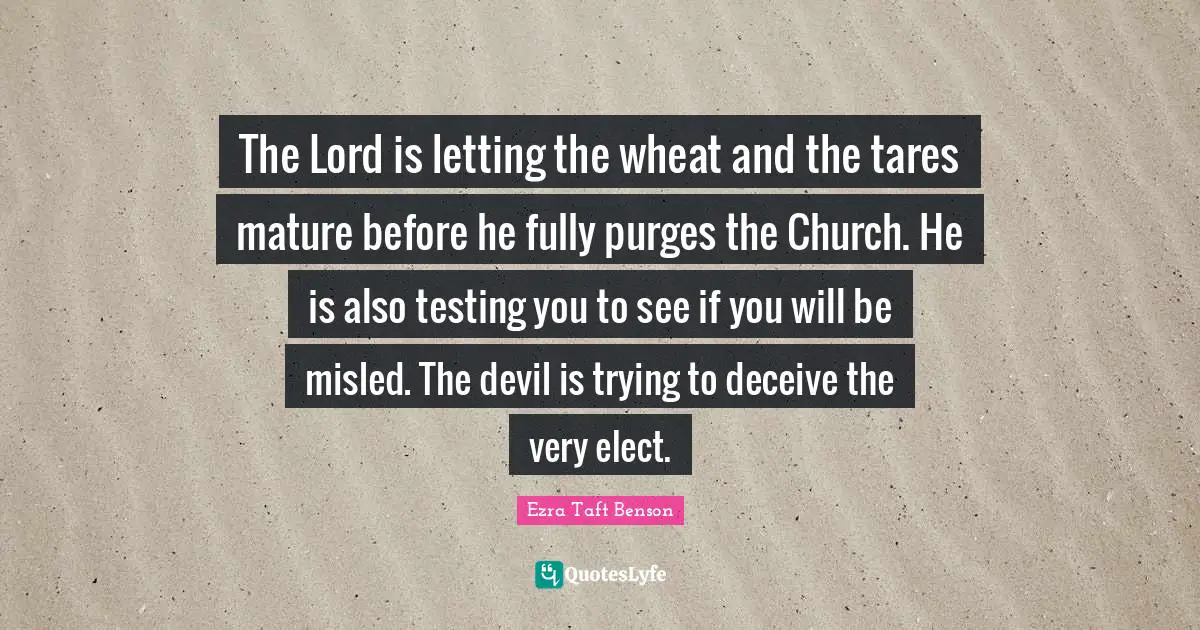 The Lord is letting the wheat and the tares mature before he fully purges the Church. He is also testing you to see if you will be misled. The devil is trying to deceive the very elect.