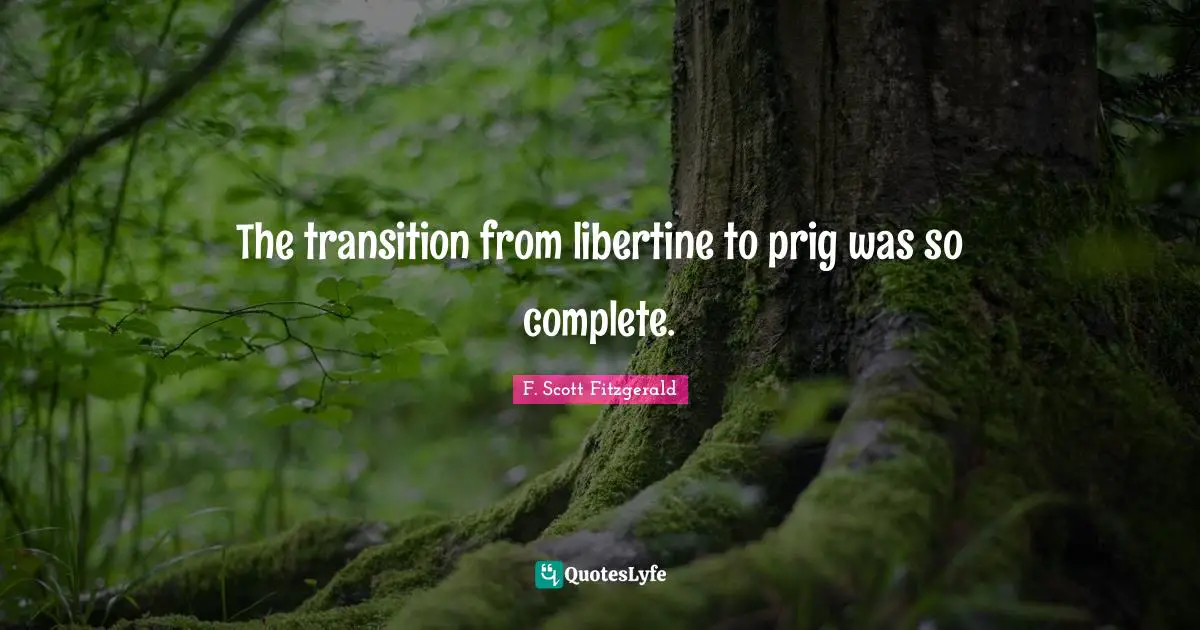 The transition from libertine to prig was so complete.