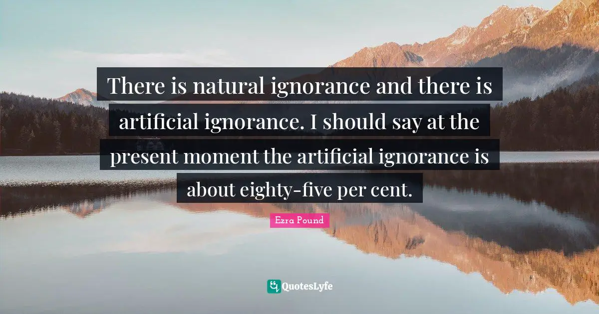 There is natural ignorance and there is artificial ignorance. I should say at the present moment the artificial ignorance is about eighty-five per cent.