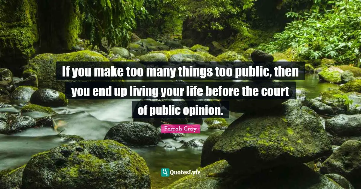 Farrah Gray Quotes: "If you make too many things too public, then you end up living your life before the court of public opinion."