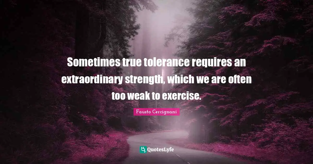 Sometimes true tolerance requires an extraordinary strength, which we are often too weak to exercise.