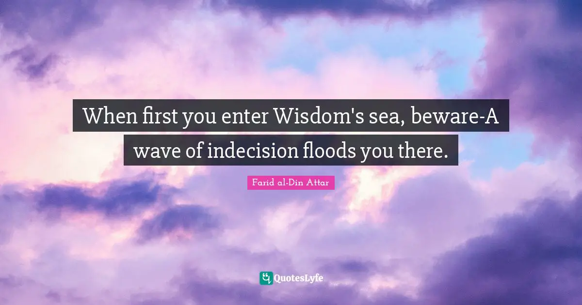 When first you enter Wisdom's sea, beware-A wave of indecision floods you there.