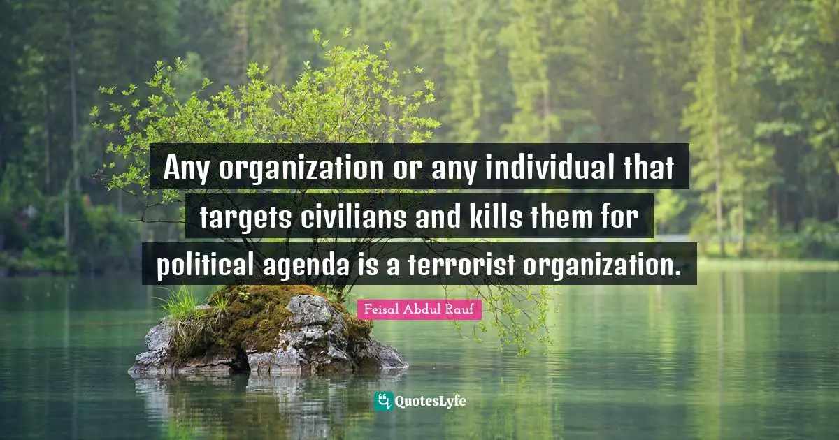 Any organization or any individual that targets civilians and kills them for political agenda is a terrorist organization.