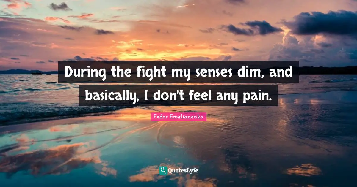 During the fight my senses dim, and basically, I don't feel any pain.