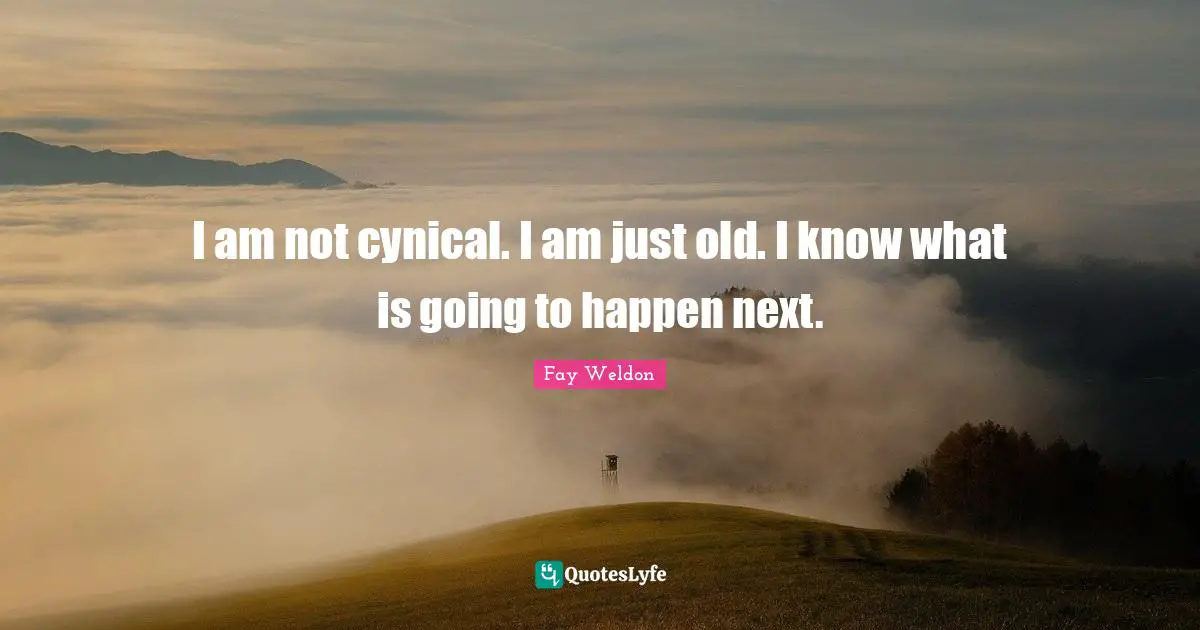 I am not cynical. I am just old. I know what is going to happen next.