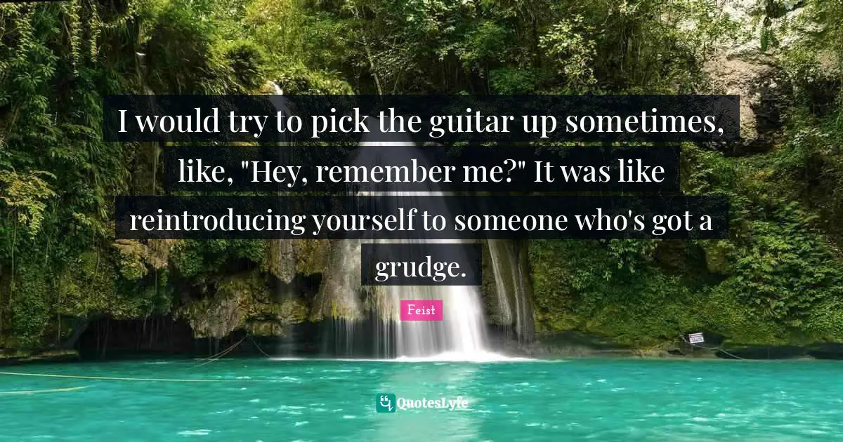 I would try to pick the guitar up sometimes, like, "Hey, remember me?" It was like reintroducing yourself to someone who's got a grudge.