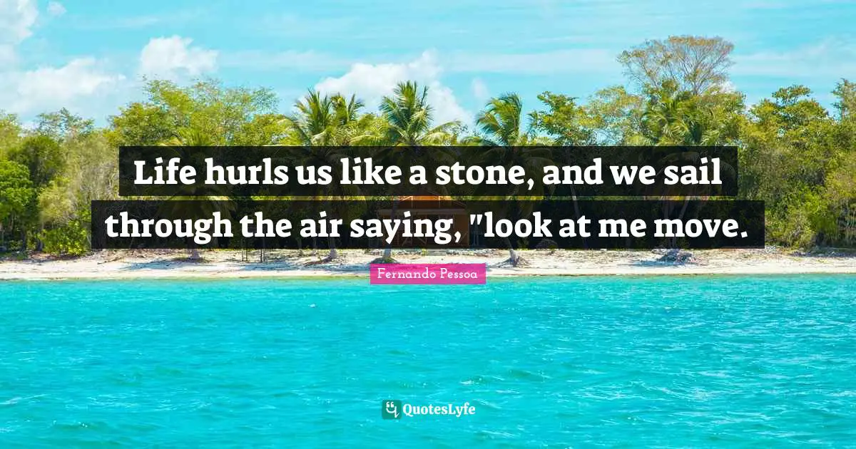 Life hurls us like a stone, and we sail through the air saying, "look at me move.