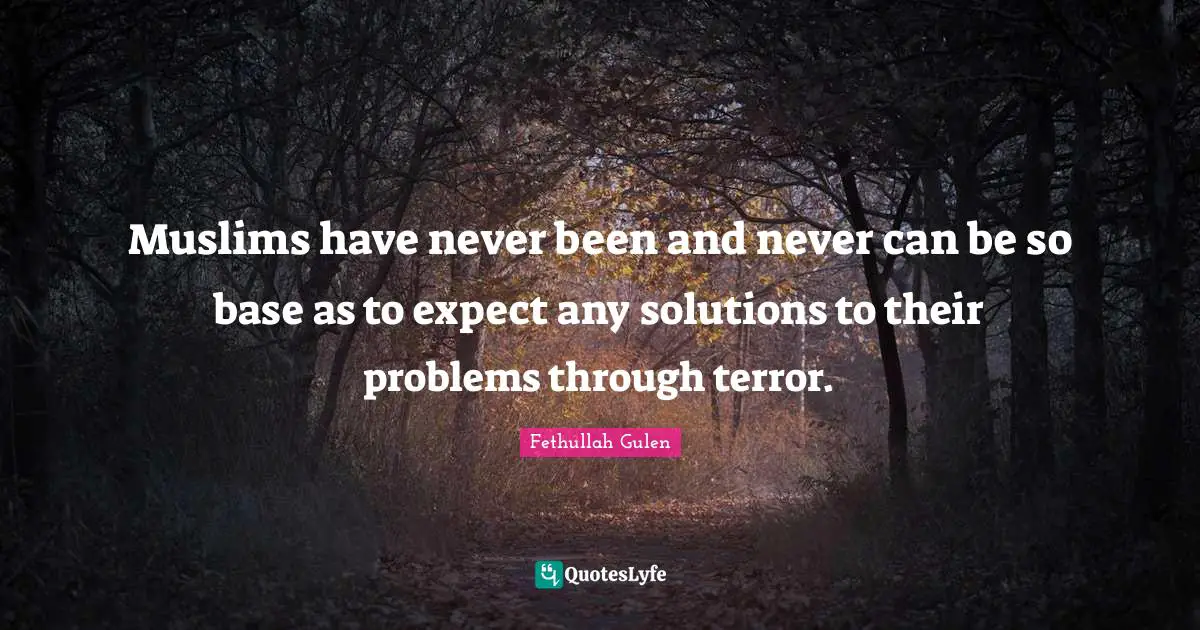Muslims have never been and never can be so base as to expect any solutions to their problems through terror.