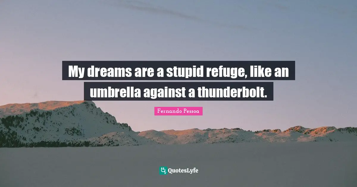 My dreams are a stupid refuge, like an umbrella against a thunderbolt.
