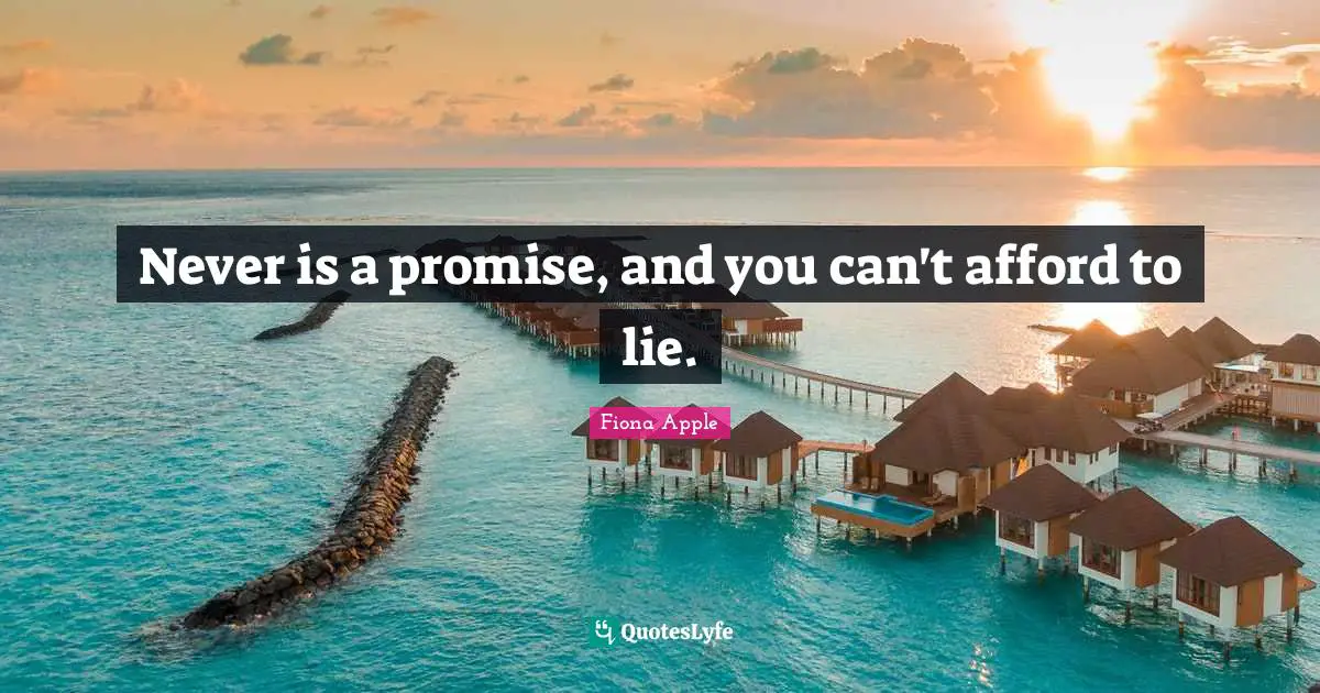 Never is a promise, and you can't afford to lie.