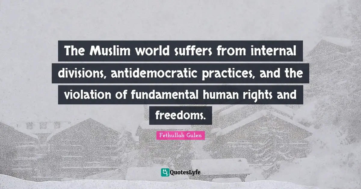 The Muslim world suffers from internal divisions, antidemocratic practices, and the violation of fundamental human rights and freedoms.