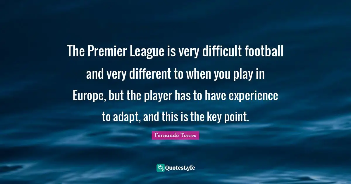 The Premier League is very difficult football and very different to when you play in Europe, but the player has to have experience to adapt, and this is the key point.
