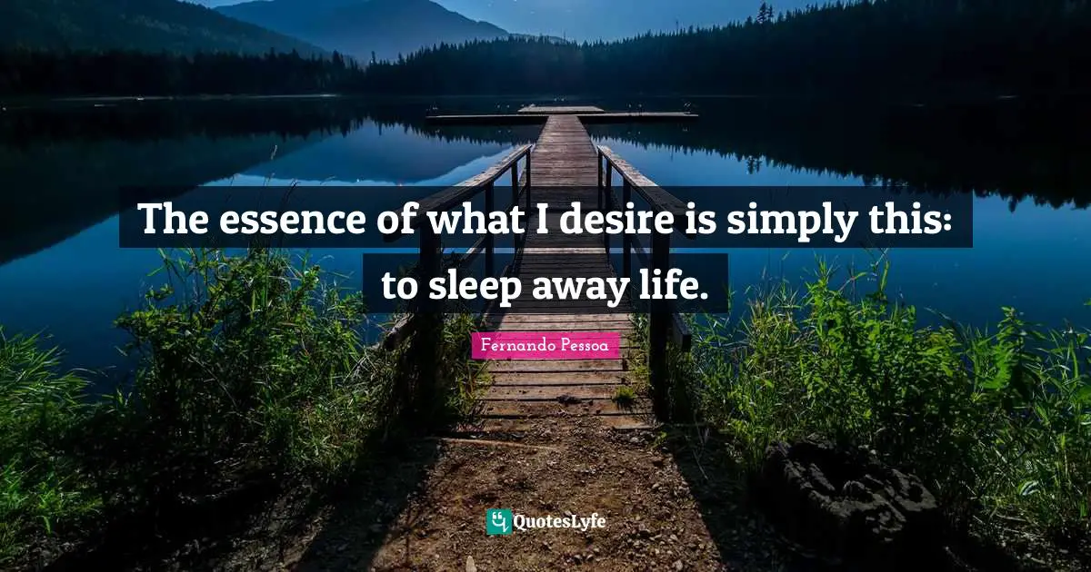 The essence of what I desire is simply this: to sleep away life.