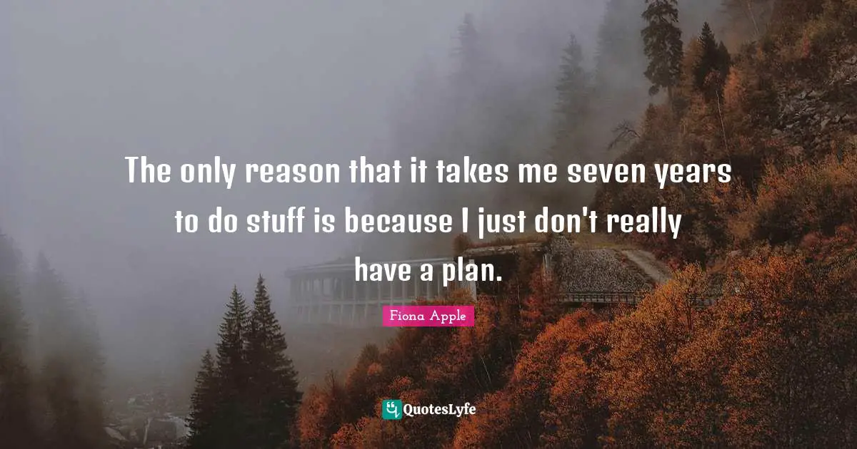 The only reason that it takes me seven years to do stuff is because I just don't really have a plan.