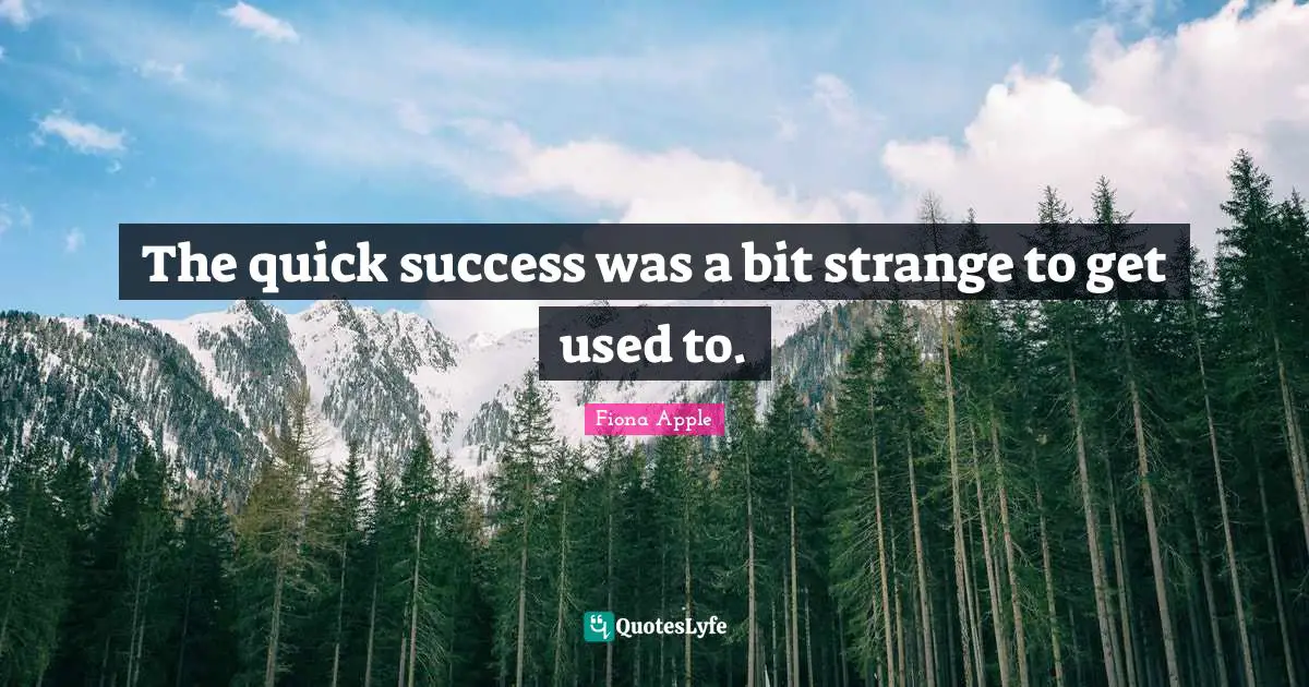 The quick success was a bit strange to get used to.