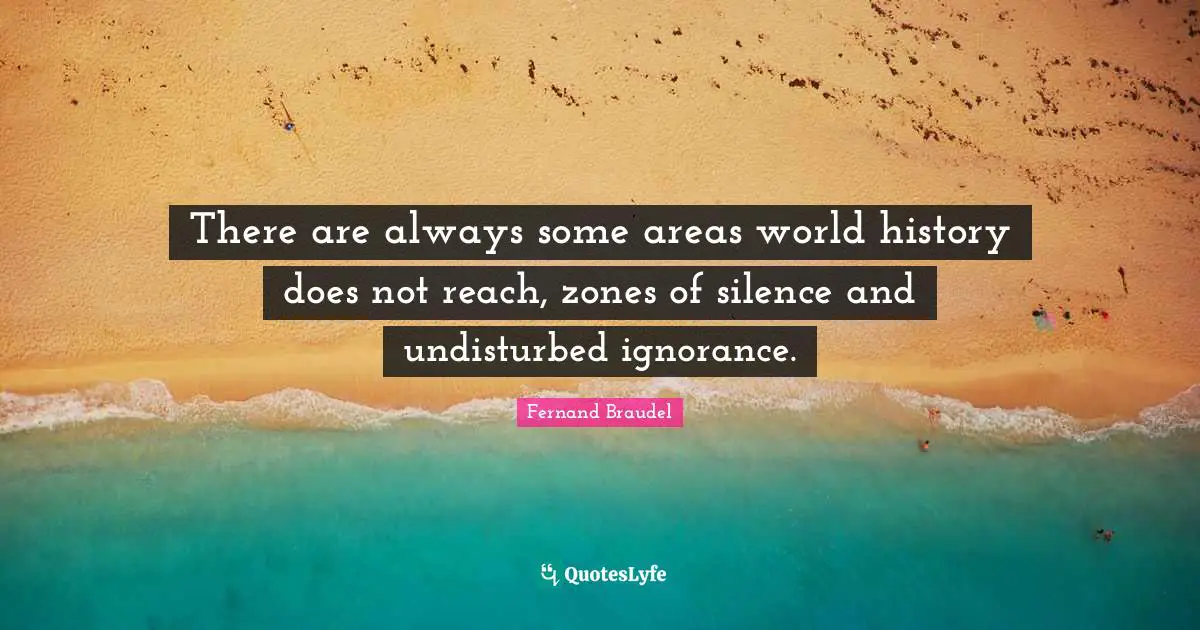 Areas Quotes: "There are always some areas world history does not reach, zones of silence and undisturbed ignorance."