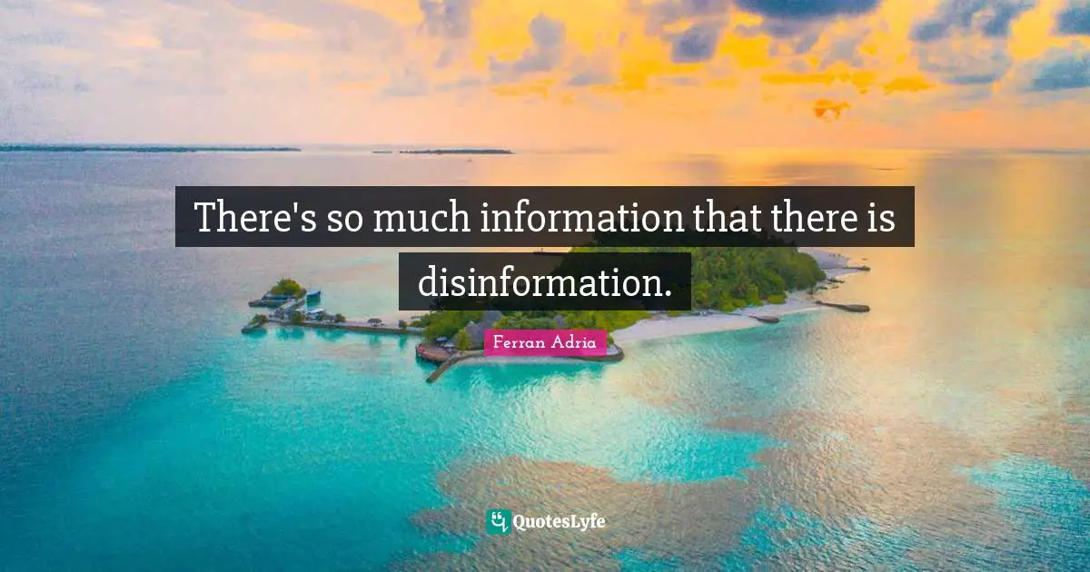 Ferran Adria Quotes: "There's so much information that there is disinformation."