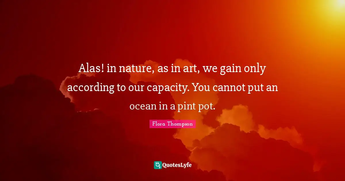 Alas! in nature, as in art, we gain only according to our capacity. You cannot put an ocean in a pint pot.