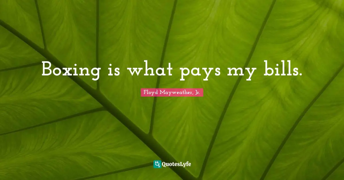 Boxing is what pays my bills.