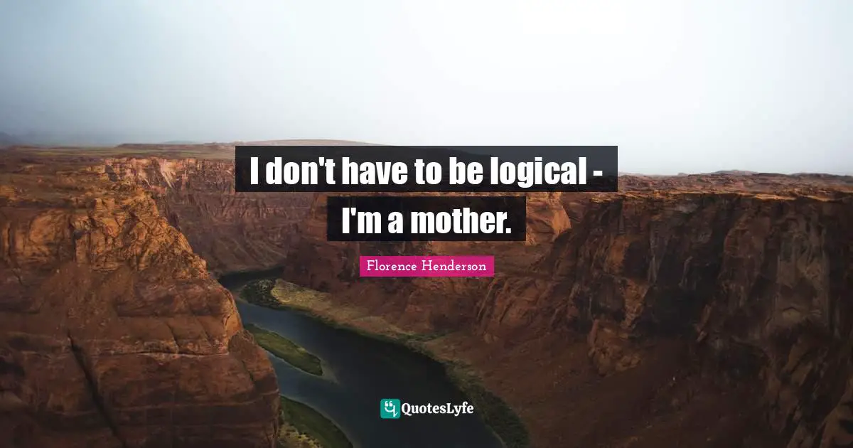 I don't have to be logical - I'm a mother.