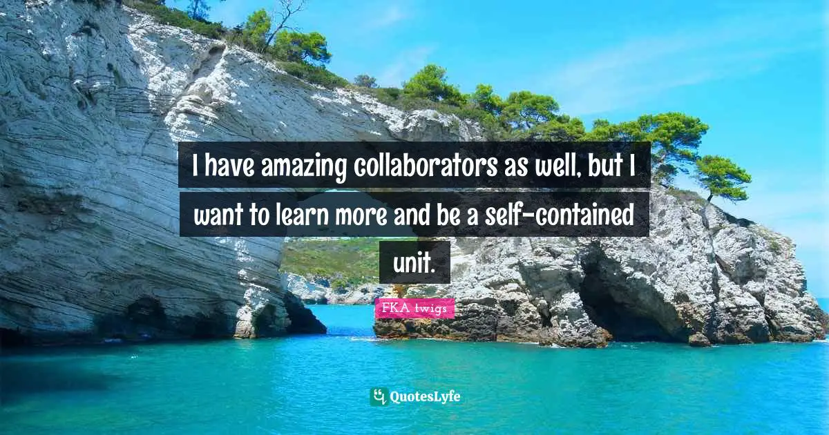 I have amazing collaborators as well, but I want to learn more and be a self-contained unit.