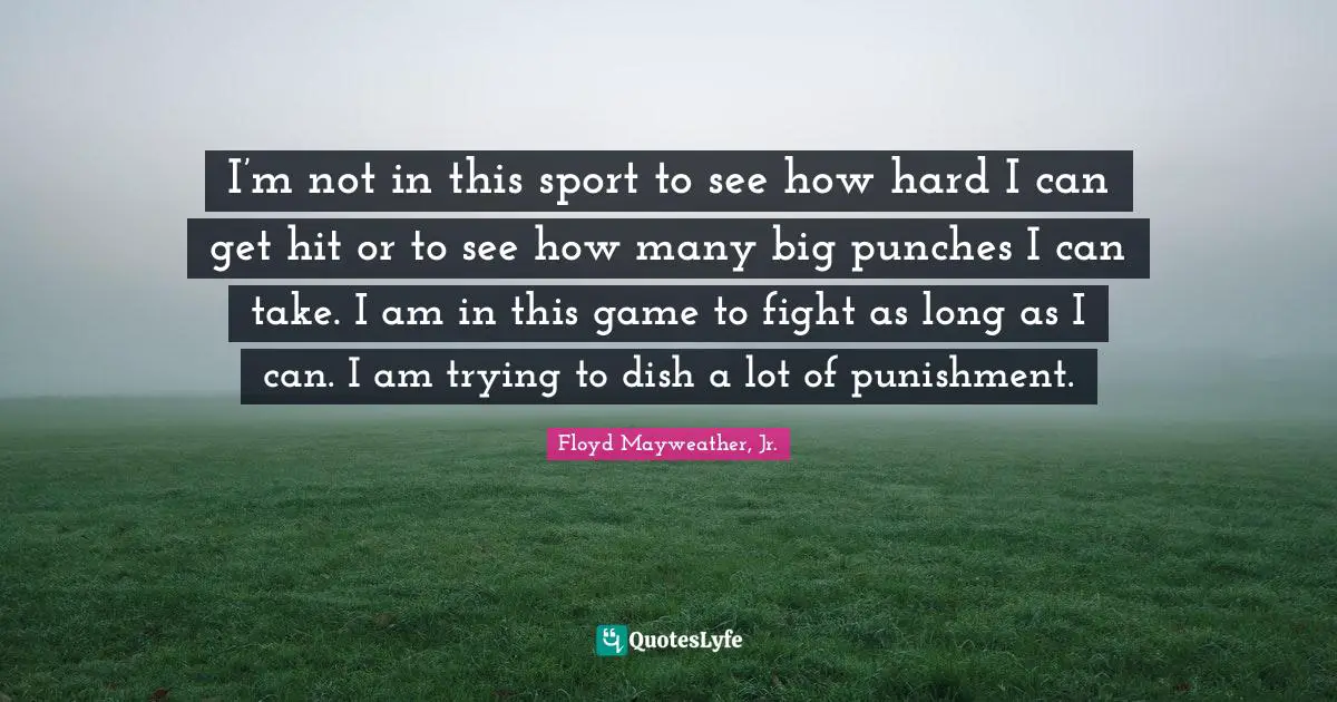 I’m not in this sport to see how hard I can get hit or to see how many big punches I can take. I am in this game to fight as long as I can. I am trying to dish a lot of punishment.