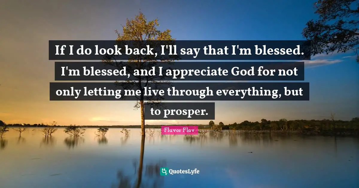 Flavor Flav Quotes: "If I do look back, I'll say that I'm blessed. I'm blessed, and I appreciate God for not only letting me live through everything, but to prosper."