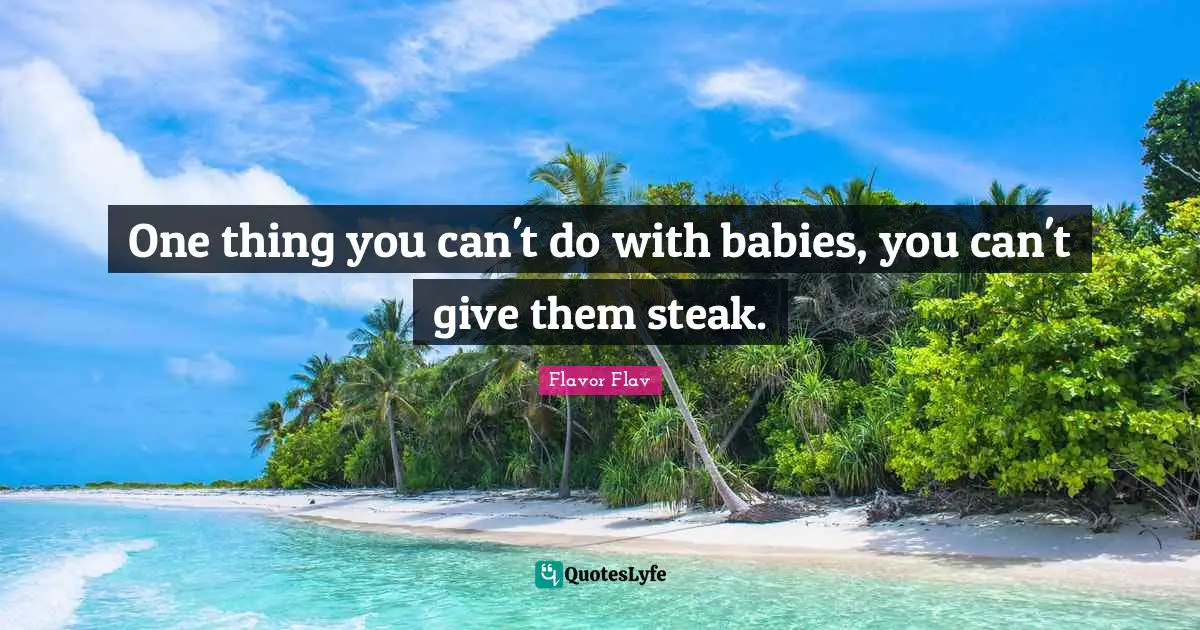 Flavor Flav Quotes: "One thing you can't do with babies, you can't give them steak."