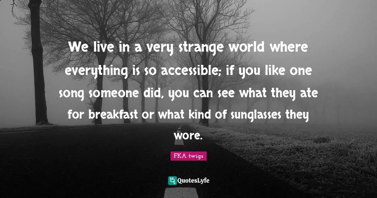 We live in a very strange world where everything is so accessible; if you like one song someone did, you can see what they ate for breakfast or what kind of sunglasses they wore.