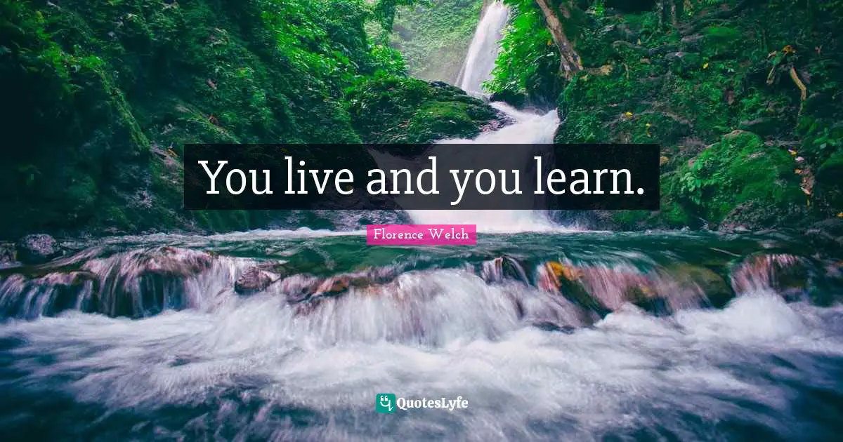 Live And Learn Quotes: "You live and you learn."