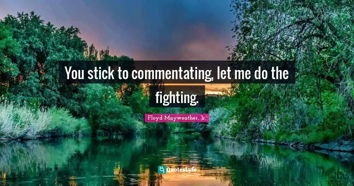 You stick to commentating, let me do the fighting.