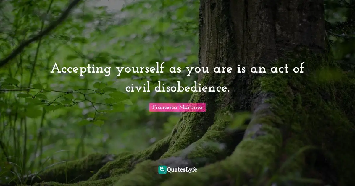Accepting yourself as you are is an act of civil disobedience.