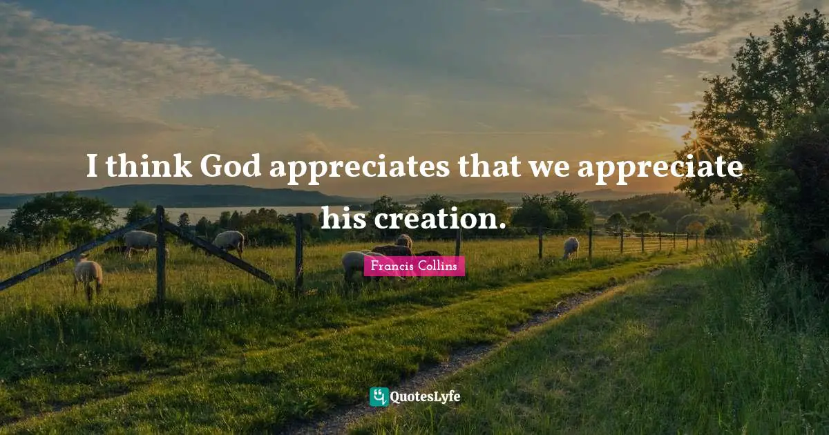 I think God appreciates that we appreciate his creation.