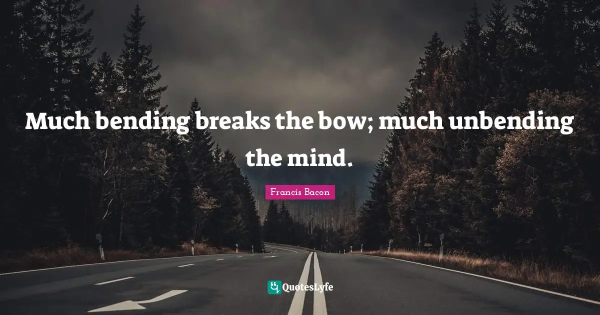 Much bending breaks the bow; much unbending the mind.