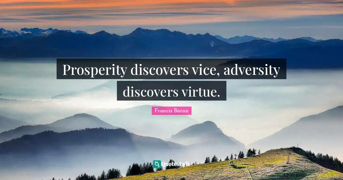 Prosperity discovers vice, adversity discovers virtue.
