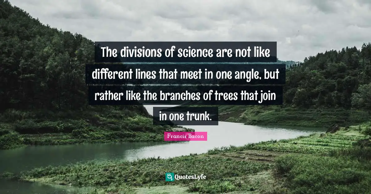 The divisions of science are not like different lines that meet in one angle, but rather like the branches of trees that join in one trunk.