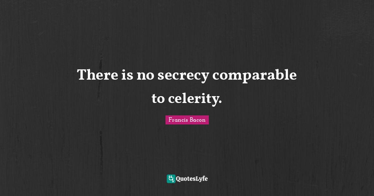 There is no secrecy comparable to celerity.