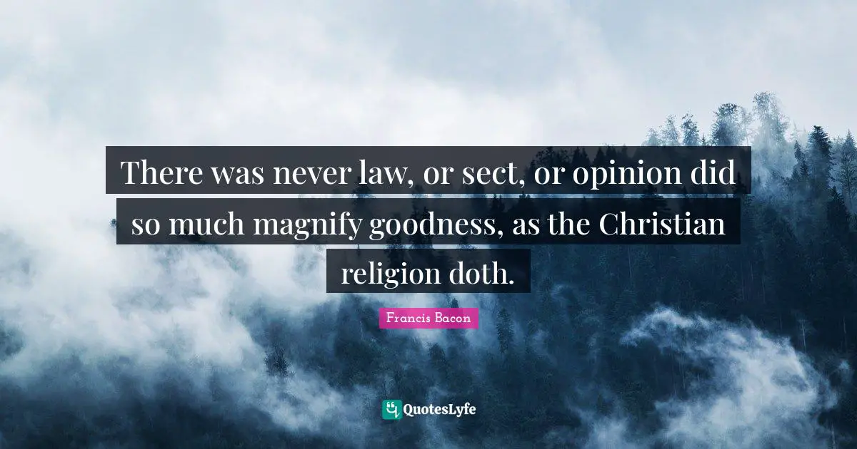 There was never law, or sect, or opinion did so much magnify goodness, as the Christian religion doth.