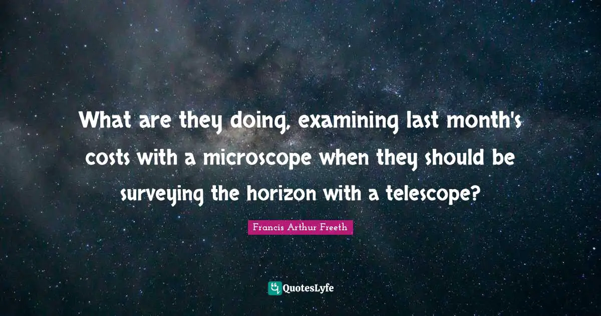 What are they doing, examining last month's costs with a microscope when they should be surveying the horizon with a telescope?