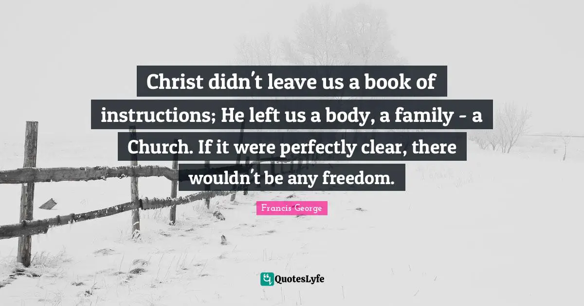 Christ didn't leave us a book of instructions; He left us a body, a family - a Church. If it were perfectly clear, there wouldn't be any freedom.
