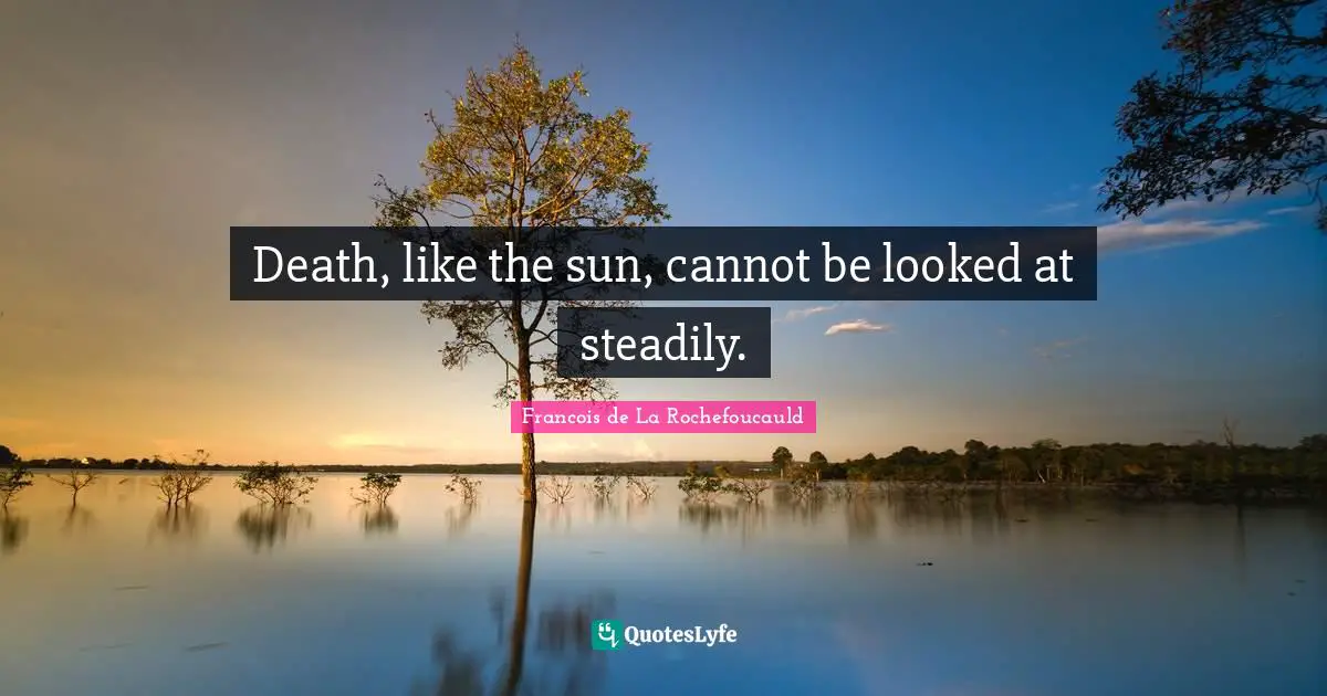Death, like the sun, cannot be looked at steadily.