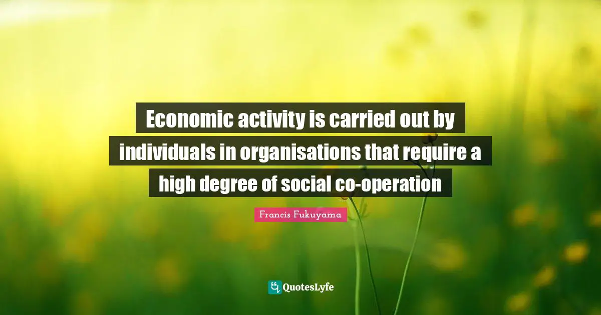 Economic activity is carried out by individuals in organisations that require a high degree of social co-operation