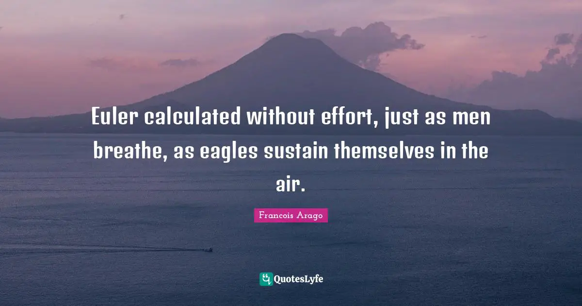 Euler calculated without effort, just as men breathe, as eagles sustain themselves in the air.
