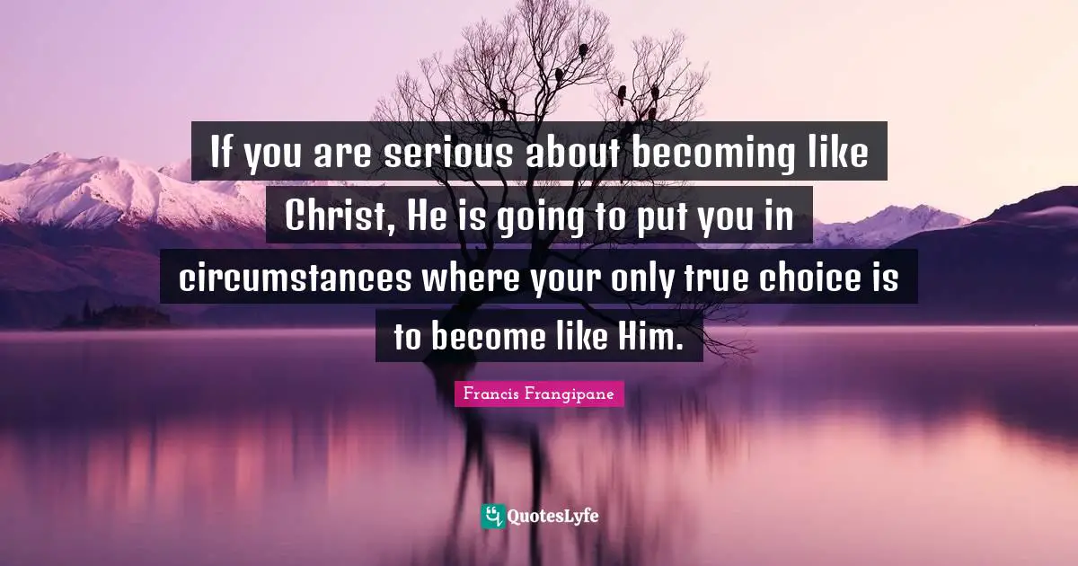 Francis Frangipane Quotes: "If you are serious about becoming like Christ, He is going to put you in circumstances where your only true choice is to become like Him."