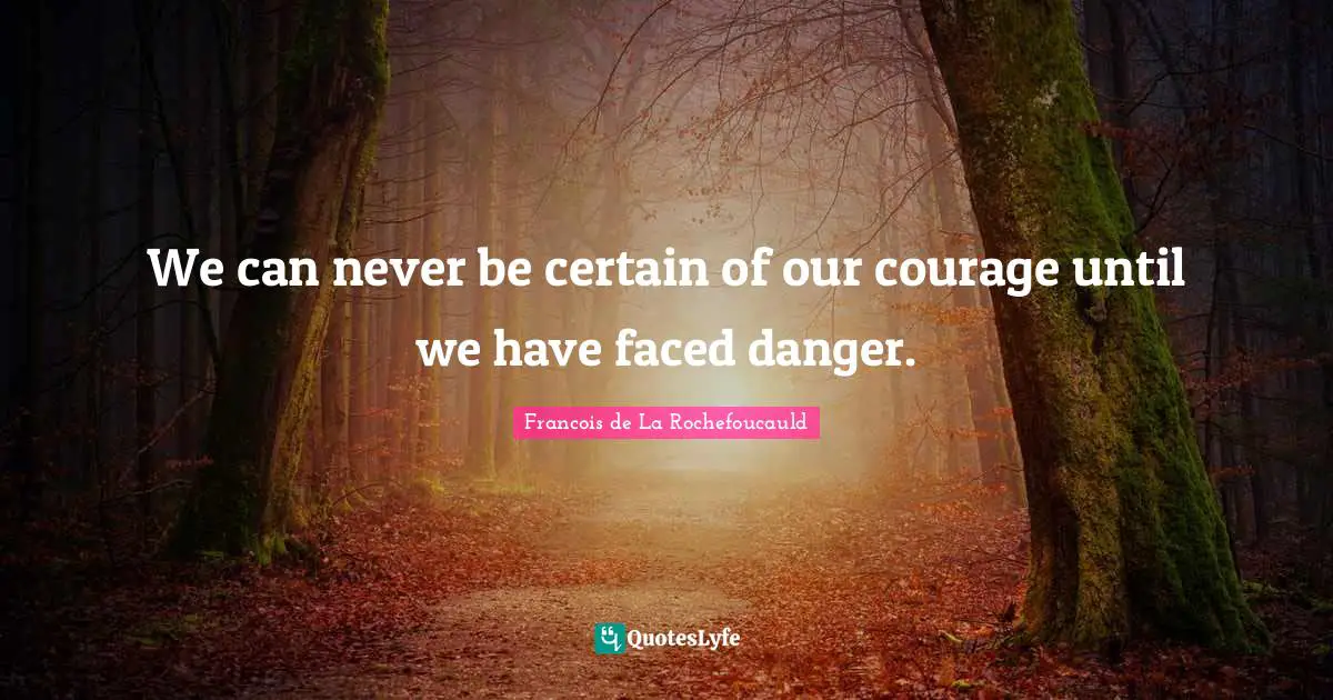 Francois De La Rochefoucauld Quotes: "We can never be certain of our courage until we have faced danger."