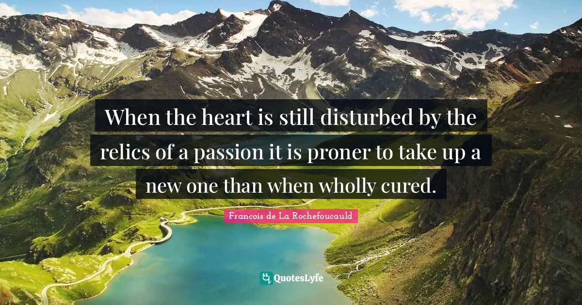 When the heart is still disturbed by the relics of a passion it is proner to take up a new one than when wholly cured.