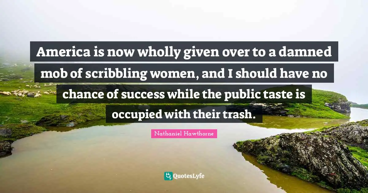 America is now wholly given over to a damned mob of scribbling women, and I should have no chance of success while the public taste is occupied with their trash.
