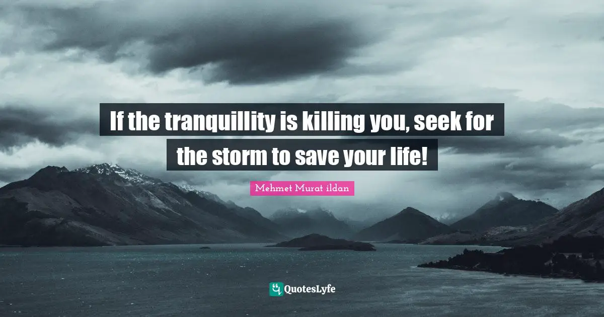 If the tranquillity is killing you, seek for the storm to save your life!