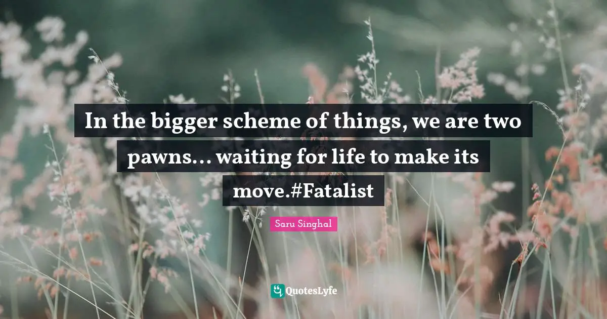 Life Philopsophy Quotes: "In the bigger scheme of things, we are two pawns... waiting for life to make its move.#Fatalist"